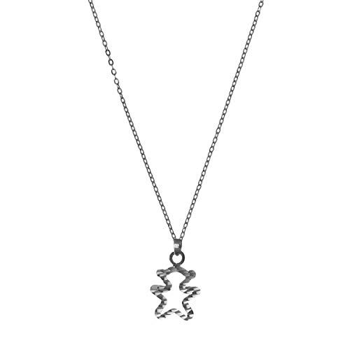 Collier ourson argent rhodié serti oxydes de zirconium pendentif femme brillant