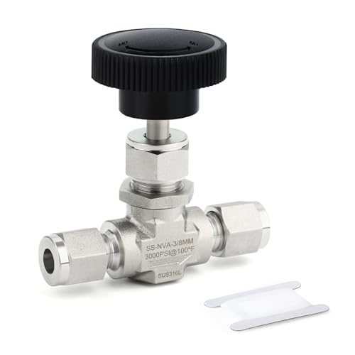 TAISHER 1PCS 316 SS Compression Tube Straight Needle Valve 3/8" OD