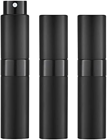 LISAPACK 8ML Atomizer Perfume Spray Bottle for Travel (3 PCS) Empty Cologne Dispenser, Portable Sprayer Travel Essentials for Men and Women (Black)