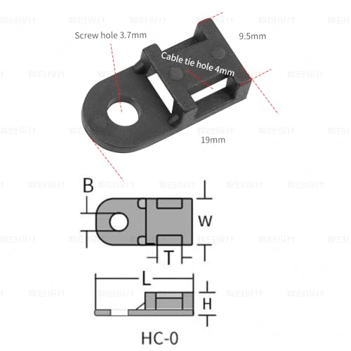 Kit de 60 montajes para abrazaderas de cables, bases negras para abrazaderas y tornillos de fijación, organizadores y sujetadores para cables miniatura 4