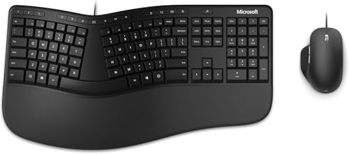 Microsoft Ergonomic Keyboard and Mouse Combo – Wired, English International Layout – Keyboard Design with Palm Rest Microsoft Ergonomic Keyboard and Mouse Combo – Wired, English International Layout – Keyboard Design with Palm Rest