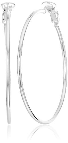 Amazon Essentials Sterling Silver Lightweight Paddle Back Hoop Earrings 50mm (2 inches)