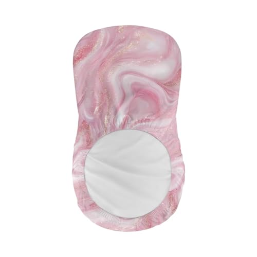 Image of Bar Stool Covers with Backs Dining Room Square Swivel Barstool Chair Seat Set of 2 Pink Marble Non-Slip Counter Height Chair Covers Home Decor