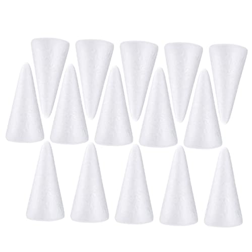 DIYEAH 15 Conos de Poliestireno para Manualidades de Niños Y Niñas con Forma de Cono de Espuma Blanca para Pintar para Material de Arte
