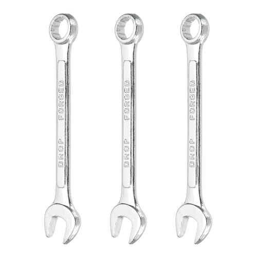 sourcing map 3Pcs Combination Wrench 10mm Metric 12-Point Box and Open End Zinc Plated Steel Double Ended Spanner Tool for Automotive Pipe Furniture Machinery DIY Repair Silver White