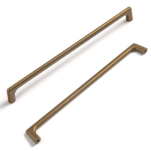 Goo-Ki Antique Brass Cabinet Pull,Retro Zinc Alloy Minimalist Style Cabinet Handle for Drawer,Dresser, Cupboard Wardrobe Cabinet,10''(256mm) Hole Center,6 Pack