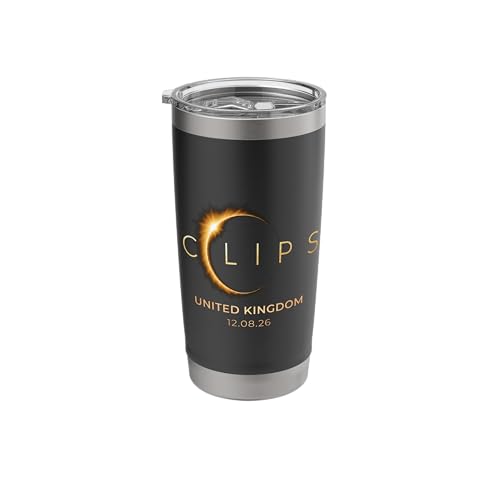 Image of Solar Eclipse United Kingdom 2026 Men Women Solar Eclipse UK Stainless Steel Insulated Tumbler