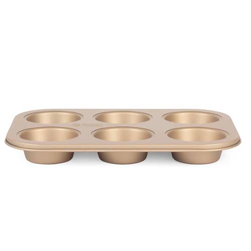 Russell Hobbs RH02151GEU7 Opulence 6-Cup Muffin Tray – Non-Stick Cupcake Tin, Lightweight Carbon Steel, Oven Safe to 220°C/Gas Mark 7, Easy-Clean Bakeware, 26.5 x 17.5 x 3 cm, Elegant Gold Finish - Image 6