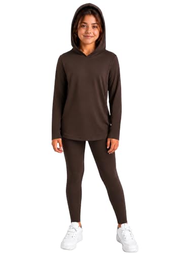 STRETCH IS COMFORT Girl's Hoodie and Leggings Set Brown Medium