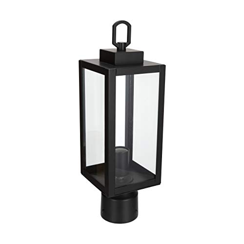Lit-Path Outdoor Post Lighting Fixture With E26 Medium Base Max 60W, Metal Housing Plus Glass, Matte Black Finish, Bulb Not Included, 1-Pack #TOP3