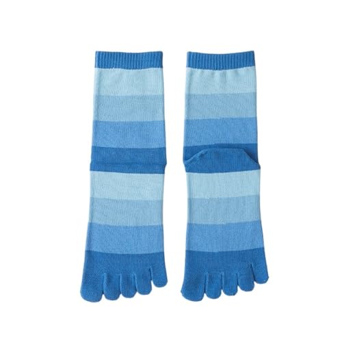 Calcetines 5 Dedos 5 Pares Calcetines De Dedo Grandes Coloridos Para Hombres Niños A Rayas Algodón Gradiente Color Feliz 5 Calcetines De Dedos, Style1-azul, 40