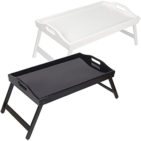 Bed Tray Table with Folding Legs Wooden Serving Breakfast in Bed or Platter Tray,TV Table Laptop Computer Tray Snack Tray Large Size Cover