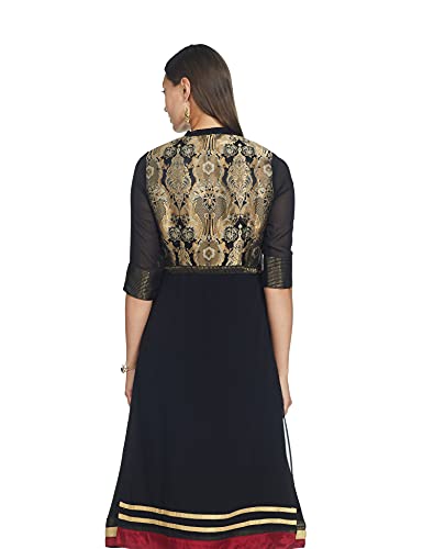 Image of W for Woman Women's Blended Regular Fit Zari Regular Kurta