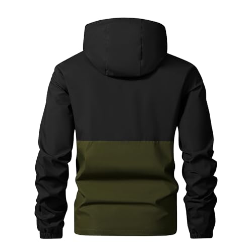 Men's Lightweight Waterproof Two Tone Zip Up Hooded Jacket Outdoor Shell Jacket for Hiking Travel2