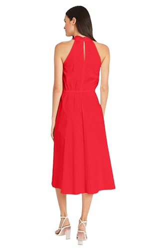 Image of Maggy London Women's Dresses Tropical Floral Print Halter Midi Dress with Cinched Waist