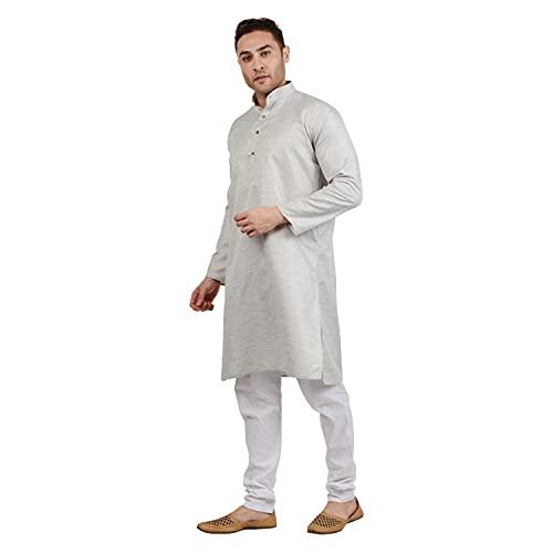 Image of LUCKWIN Handloom Blend Kurta Pyjama Set for Men, Full-Sleeve, Mandarin Collared Neck, Ideal for Every Occasion, Cotton Made, Lightweight and Comfortable