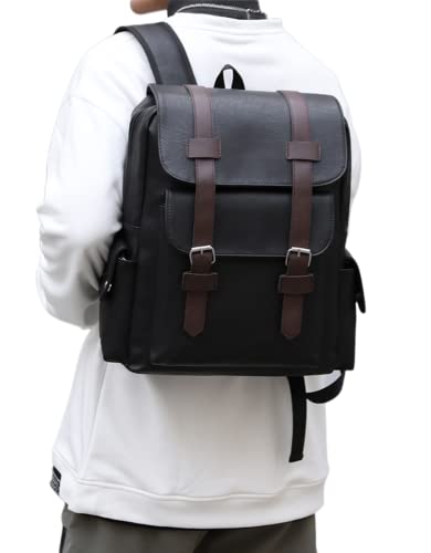 Mochila Executiva Impermeável mochilas escolar Masculina/Feminina material de couro pu Preto