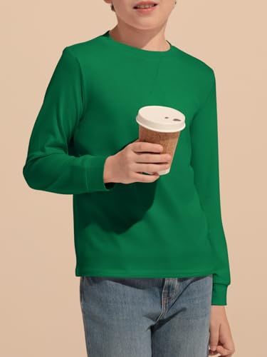 Haloumoning Kids Boys T Shirts Casual Long Sleeve Crewneck Loose Fit Fall Basic Tees 5-14 Years3