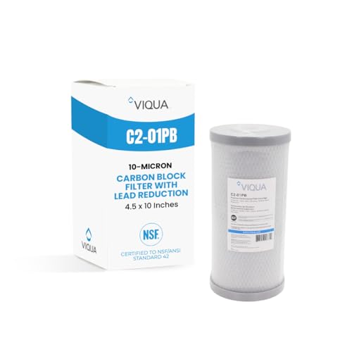 Viqua C2-01PB Carbon Block Water Filter with Lead Reduction - 10 Micron Cartridge Reduces Lead, Chlorine, Taste, Odor, Replacement Filter for AWP40B-V, AWP40C-V, AWP50B-V, FB1-1.5PF, 4.5 x 10-Inches