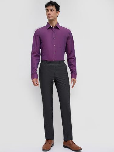 Image of Raymond Men Slim Fit Solid Pattern Pure Cotton Semicutaway Collar Full Sleeve Formal Shirt