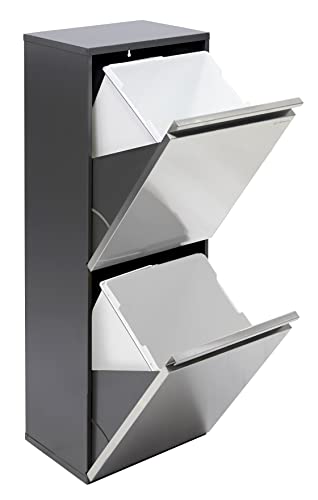ARREGUI Vario CR205 Mülltrennsystem aus Edelstahl | 2 Fächer Mülleimer für die Küche | 2 Fach Abfalleimer | 2 x 16 L (32 L) | 2 Herausnehmbare Inneneimer mit Griff | Recycling Schrank | Mülltrennung