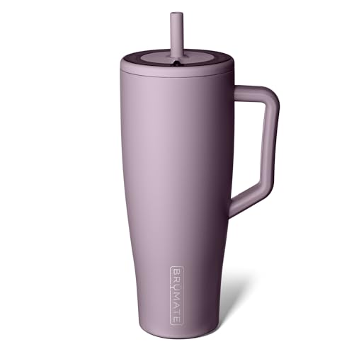 brmate era 40 oz tumbler with handle and straw  100 leakproof insulated water bottle tumbler with lid and flexible softsip straw  made of stainless steel  cup holder friendly  40oz lilac dusk