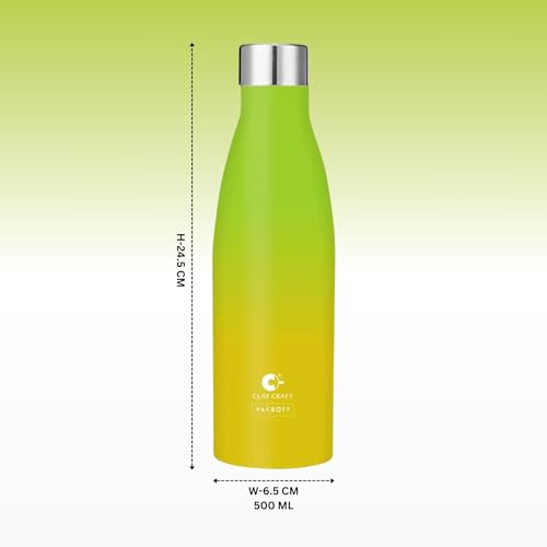 Image of Clay Craft Vacbott Gerald Double Tone Double Walled|18 Hours Hot and 24 Hours Cold Vacuum Insulated|Thermosteel|Flask 500ml|2 Pcs, Steel Bottles for Travelling|BIS Certified|1Year Limited Warranty