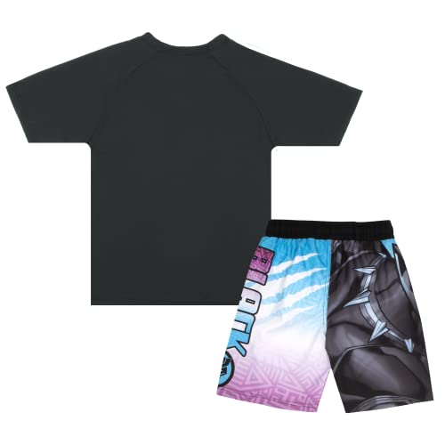 Marvel Boys Avengers Spiderman Black Panther Miles Morales 2-Piece Cosplay Swimsuit Set, Rash Guard & Swim Trunks for Boys2