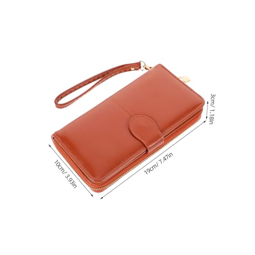 KESYOO 1pc Female Pu Leather Zipper Wallet Stylish Purse Buckle Closure for Credit and Id Cards for Home Outdoor Use Brown2