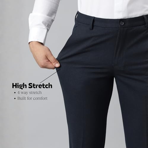 Image of SUBTRACT Slim-Fit Stretchable Lycra Formal Pants for Men with Flexible Waistband | Stylish Men's Wear Trousers for Office or Party |Dress Trouser Pant