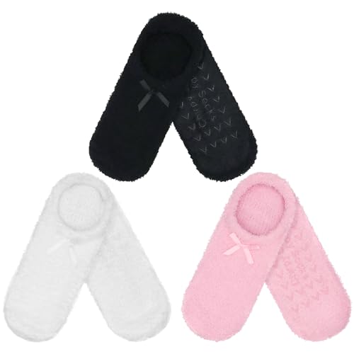 Image of BambooMN Women's Soft Fuzzy Cozy Footies Travel Home Non-Slip