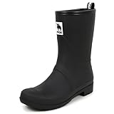 [アキリコ] モズ moz レインブーツ ミドル丈 TPE素材 滑り止めソール ウレタンライナー 長靴 レディース ブラック Sサイズ