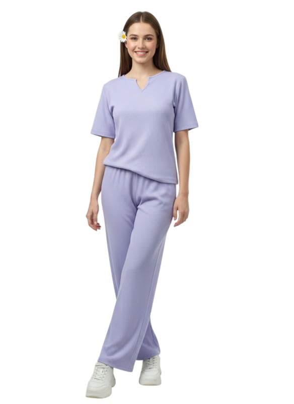 my swag Stylish Women Night Suit Set/Waffle Texture Top & Bottom Co-Ord/Breathable All Season Nightwear/Half Sleeve Top & Pajama Set/Night Dress Set-picture-43