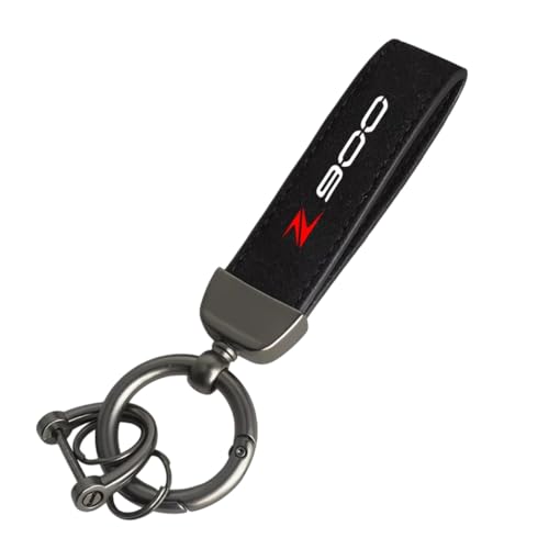 Porte-clés Moto Suède pour Kawasaki Z1000 Z650 Z750 Z800 Z900 Porte-clés en Cuir de Haute Porte-clés Moto Portable Polyvalent Durable Accessoires,Black-A