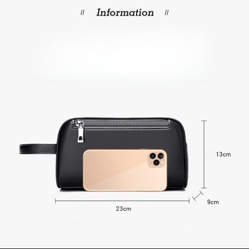 شنطة يد جلد للرجال، شنطة يد أنيقة للأعمال مع منظم متعدد الجيوب، مقبض مريح مقاوم للخدش لأساسيات السفر (لون أسود مع قفل أمان)