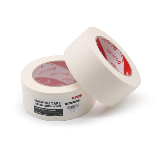 Image of Masking Tape, 2 Inch x 55 Yards (1 Roll) - Medium Adhesion White Painter's Tape for Automotive Spray Painting, Arts & Crafts, Home DIY | Hand Tearable, Multi-Surface |