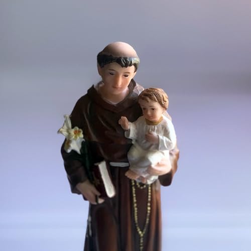 Figura católica San Antonio de Padua resina 12 pulg miniatura 6