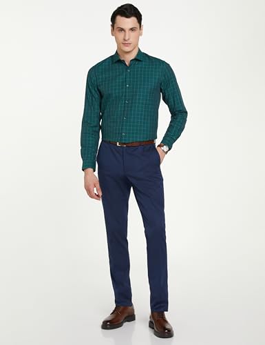 Peter England Men's Micro-Checkered Formal Slim Fit Full Sleeve Shirt | Cotton Rich