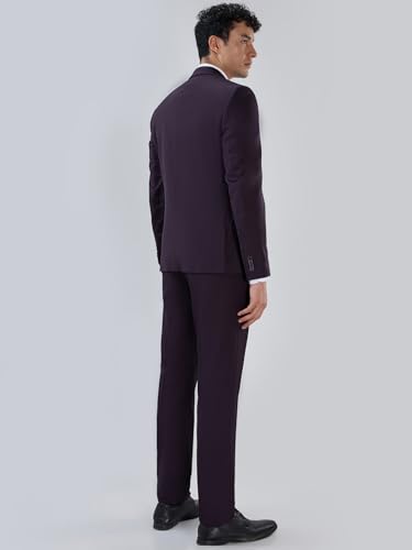 Image of Park Avenue Men Modern Slim Fit Solid Pattern Pure Polyester Notch Lapel Full Sleeve Festive Suit