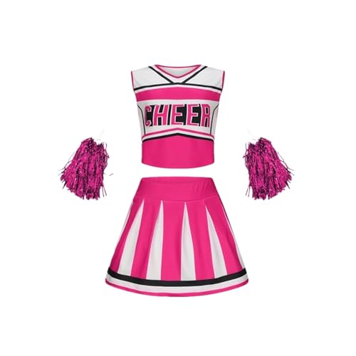Tenue de pom-pom girl filles 5-14 ans costume cheerleading multicolore avec jupe plissée