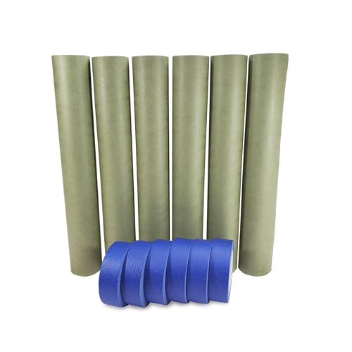IDL Packaging - 6X GRH-18, 4463-112 Premium Masking Kit - 18" x 60 Yards Green Masking Paper (6 Rolls) and 1.41" x 60 Yards Blue Tape (6 Rolls) - Masking Set to Protect Surfaces