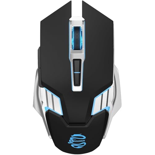 Image of Bluetooth Gaming Mouse, RGB Rechargeable USB Wireless Mouse, Quiet Click, LED Backlit, Ergonomic, with Side Button, 6 Button, DPI Adjustable, Computer Mice for Laptop PC MacBook Chromebook - Black