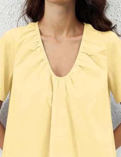 Image of OLAPTA Women Summer Sleeveless Babydoll Mini Tank Dresses Loose Fit Scoop Neck Ruched Short Dress with Pockets Party Clubwear
