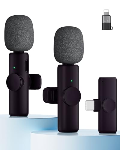 #VerdientProvisionen<br>Kabelloses Lavalier Mikrofon 2er Set Mini Mikrofon für Phone Pad Android Handy Mikrofon Handy mit Geräuschunterdrückung Plug Play ideal für Video Podcast YouTube TikTok Anthrazit
