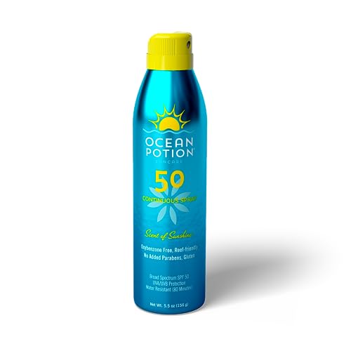 Ocean Potion Sun Care Continuous Sunscreen Spray SPF 50 Broad Spectrum UVA/UVB Protection Body Spray with Vitamin E & Aloe Non-Greasy Water-Resistant 5.5 oz