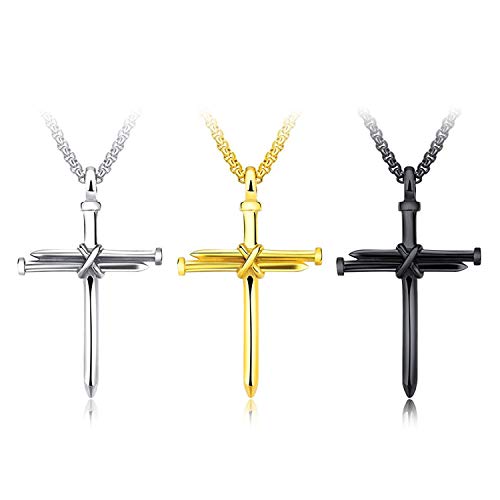 Muerdou Cross Necklace For Men Cross Pendant Strength Bible Verse Stainless Steel Necklace #TOP5
