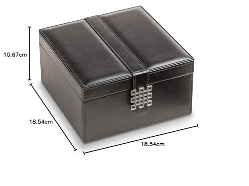 Glenor Co Bracelet Jewelry Box with 2 Removable Rolls - Holder stores Bracelets, Bangles & Watches - Organizer w Metal Closure - Large Mirror - PU Leather - Display on Stand or Dresser - Black