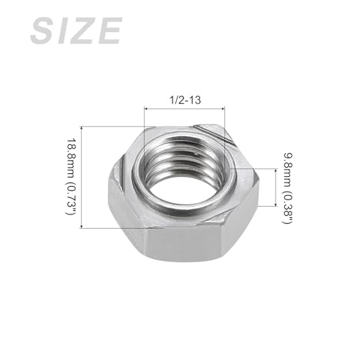 METALLIXITY Sechskant-Schweißmuttern aus Stahl (Gewindegröße 1/2-13) 20 Stück, Sechskantmuttern aus Kohlenstoffstahl - für die Maschinenindustrie, Reparatur von Möbeln zu Hause