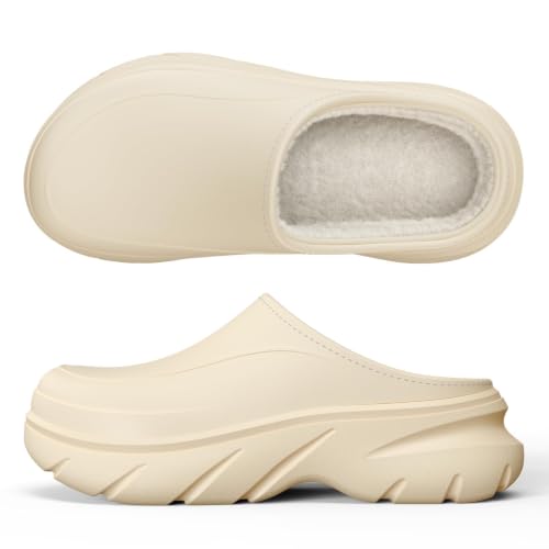 Image of Unisex Waterproof Winter Slippers for Outdoor, Fuzzy Lined Non-Slip Snow Boot House Shoes with Rubber Sole, Indoor Outdoor Comfort for Cold Weather