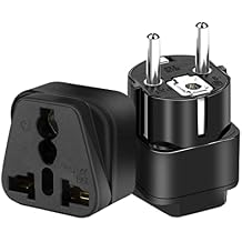 2 pcs European 2 pin Standard Travel Adapter,German Plug to a Variety of National Socket Travel Conversion Plugs,German Plug to USA 2/3 Holes,EU4.8MM to UK Socket Travel Adaptor Black